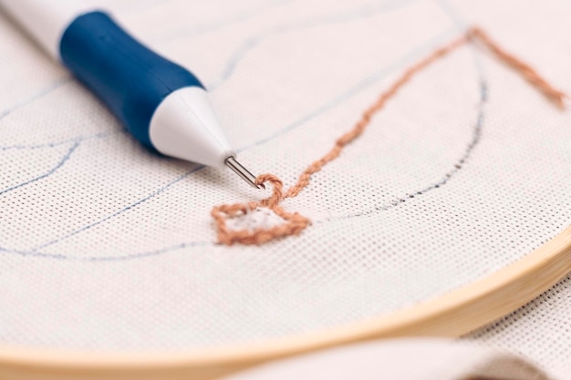 Вышитая панель крупным планом